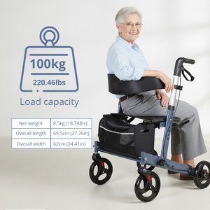 รถช่วยเดิน Relaxsmith รุ่น AR2003 แบบพับได้ ปรับความสูงได้ น้ำหนักเบา ทำจากอลูมิเนียม สีดำ ได้รับการรับรองมาตรฐาน CE สำหรับใช้ในโรงพยาบาล เพื่อการเคลื่อนที่ - Product Image 4