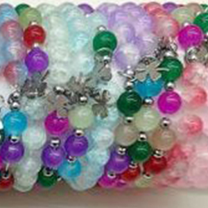 Bracciale con Ciondolo a Quadrifoglio e Perline di Vetro, in Acciaio Inossidabile, Fatto a Mano, 24 Pezzi Multicolore, Gioielli alla Moda, Regalo Unisex, Stile Trendy - Product Image 4