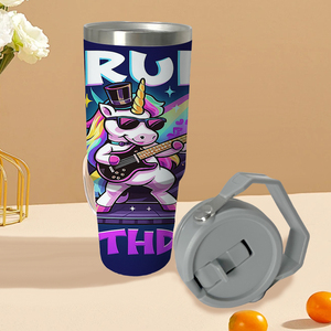 Vaso Térmico de Acero Inoxidable de 30oz, Ecológico y Duradero, con Diseño de Unicornio '<span class=keywords><strong>Es</strong></span> Mi Cumpleaños', Asa de Guitarra Rockstar, Taza de Viaje Divertida para Cumpleaños - Product Image 3