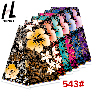 <span class=keywords><strong>Henry</strong></span> Big Floral Pattern Design <span class=keywords><strong>Fond</strong></span> noir Tissu imprimé de couleur vive pour robe Mumu - Product Image 6