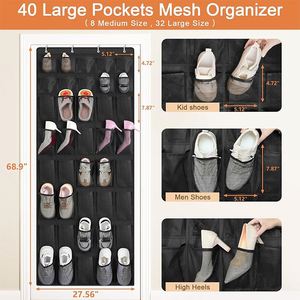 Foldable Large Pockets Door <b>Rack</b> <b>Wall</b> Shoe <b>Storage</b> Bag Organizer Non-woven Fabric for Men Women Kids for Clothing - Product Image 6
