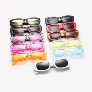 Gafas de sol Retro para hombre y mujer, lentes de sol cuadradas pequeñas personalizadas, con logotipo personalizado, Color caramelo, 2023