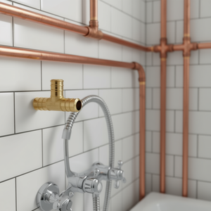 Conectores en T de latón Vevor de 1/2 pulgada para grifos de ducha y sistemas de calefacción, diseño moderno, acabado pulido - Product Image 2