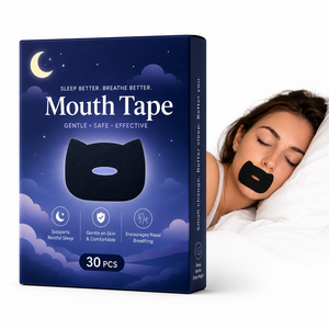 Cinta bucal al por mayor de marca privada con colágeno, tira para dormir de forma personalizada, sin látex, antirronquidos, negra, transpirable - Product Image 1