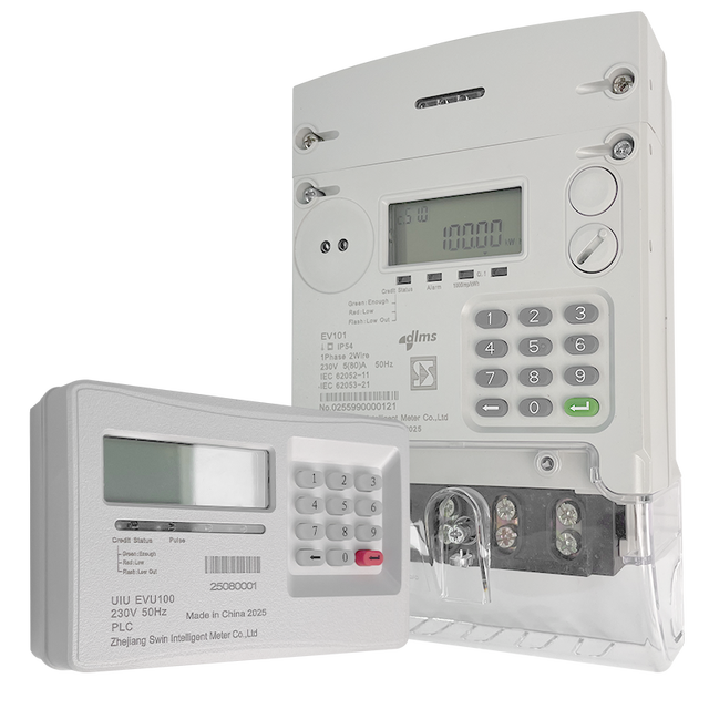 SwinMeter AMI Single-Phase Energy Meter 100A STS Prepaid PLC Communication EVP10L Active 1.0 LCD Display 220-240V 5A Rated