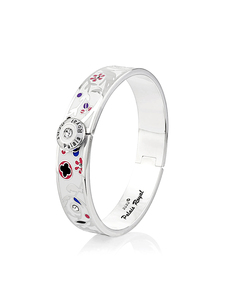 Pulsera de latón con logotipo personalizado, precio de fábrica al por mayor, chapada en platino/plata, con diseño de flor esmaltada y cristales brillantes de imitación. - Product Image 2