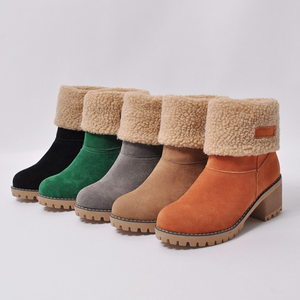 Venta al por mayor estilo occidental de gran tamaño botas de invierno de talla grande 35-43 plegable media pantorrilla cálido botas de nieve de tacón alto para las mujeres - Product Image 3