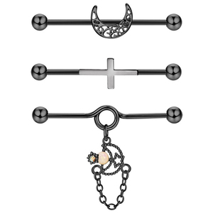 1pcs Pendentif cœur papillon en acier inoxydable noir avec pierre principale en zircon <span class=keywords><strong>Bijoux</strong></span> de <span class=keywords><strong>piercing</strong></span> pour pont d'oreille - Product Image 4