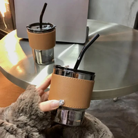 Mode PU Porte-Tasse En Cuir Résistant À La Chaleur Café Verres Tasse Couverture En Cuir À La Main Personnalisé Tasse En Verre Eau Porte-Gobelet