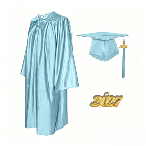Ensemble <span class=keywords><strong>de</strong></span> Robe <span class=keywords><strong>de</strong></span> Remise <span class=keywords><strong>de</strong></span> Diplôme Tricotée Brillante Personnalisée Prix Usine 2026 avec Toque et Pompon Noir 100% Polyester Unisexe Adultes École Primaire - Product Image 2