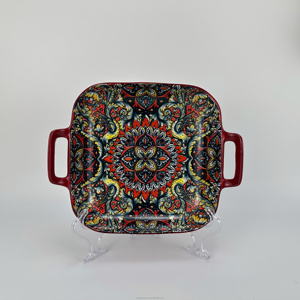 Bohemian phong cách gốm tráng miệng Tấm Nhà hàng làm cỏ Bộ đồ ăn Sứ tấm ăn tối Bộ đồ ăn - Product Image 4