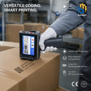 <span class=keywords><strong>Imprimante</strong></span> portable BANMO, machine à jet <span class=keywords><strong>d</strong></span>'encre portable pour l'impression de logo, code QR, code-barres, numéro de série, impression par lots, écran LCD 4,3 pouces - Product Image 1