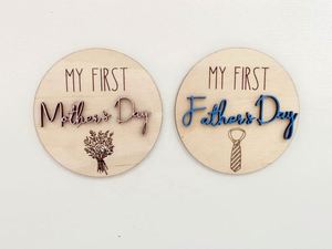 3D Baby'<b>s</b> Year Keepsake Wooden Milestone Disc Holiday Milestones My First Photo Markers - Product Image 2