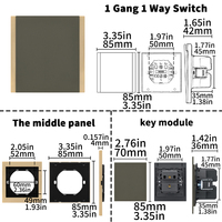 Interruptores y Enchufes de Pared WESA Ultrafinos con Botón Pulsador EU 1/2/3 Vías, Enchufe de Alimentación de 1 Vía, Combinación Libre, Diseño Moderno de Lujo