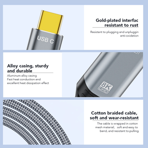8K A383-2 tipo C a <span class=keywords><strong>HDMI</strong></span> <span class=keywords><strong>femmina</strong></span> adattatore di conversione elettronico in rame metallo intrecciato maglia <span class=keywords><strong>maschio</strong></span>-<span class=keywords><strong>femmina</strong></span> <span class=keywords><strong>cavo</strong></span> <span class=keywords><strong>HDMI</strong></span> per computer portatile - Product Image 3