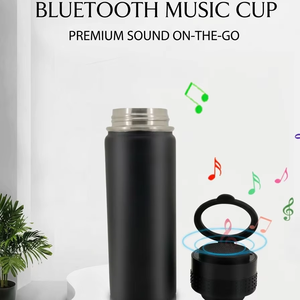 Bouteille d'<span class=keywords><strong>eau</strong></span> en acier inoxydable à double paroi isolée sous vide de 500 ml (16,9 oz) avec couvercle haut-parleur Bluetooth détachable et <span class=keywords><strong>support</strong></span> magnétique pour téléphone - Product Image 1