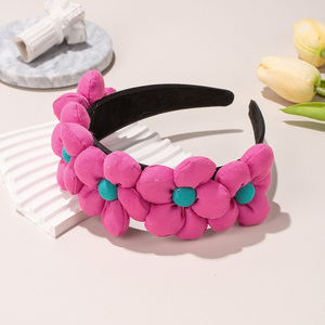 Rode Bloem Hoofdband Voor Vrouwen Meisjes Mode Hoofddeksel Boho Brede Hoofdband Voor Dames Haarfeest Geschenken Vakantie Haaraccessoires - Product Image 6