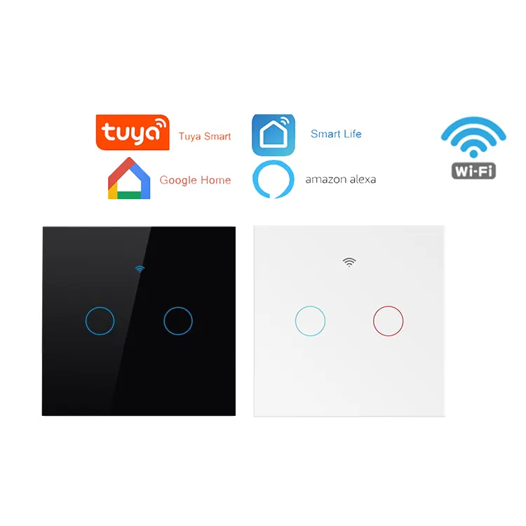 Eu Tuya Wifi Afstandsbediening Schakelaar Met Draad Wit Voor Google Home Glas Panel Sensor Smart Muur Lichtschakelaar