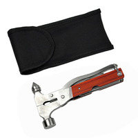 Marteau brise-vitre portable multifonctionnel bricolage avec manche en bois OEM personnalisable AWL scie couteau ouvre-bouteille pour le Camping