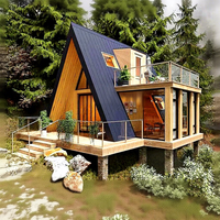 Villa mobile écologique en bois triangulaire, maison préfabriquée modulaire, design traditionnel, pour séjour en parc, jardin ou supermarché