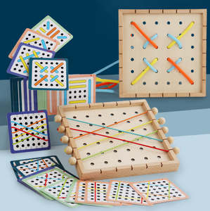 <span class=keywords><strong>Jeu</strong></span> de société éducatif en bois pour enfants, <span class=keywords><strong>jeu</strong></span> de puzzle avec <span class=keywords><strong>corde</strong></span> élastique à enfiler, jouet en bois - Product Image 2