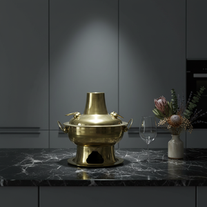 Olla caliente que sirve plato de frotamiento Buffect carbón chino Shabu chino tradicional olla caliente plato de frotamiento olla caliente dorada - Product Image 5