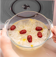Marmite en verre à haute teneur en borosilicate marmite à soupe allant au four à double usage et au micro-ondes avec couvercle, plateau de cuisson et marmite