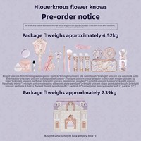 Coffret Cadeau Complet de Maquillage Flower Knows Knight Unicorn ALL-IN, Kit Complet Incluant Tous les Articles : Fard à Paupières, Rouge à Lèvres, Blush, Poudre