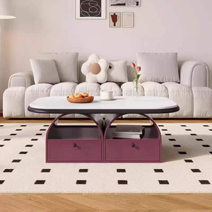 Table basse moderne et décontractée avec tiroirs, en bois écologique et durable, pour salon, petits espaces, style luxueux, peinture noire et blanche - Product Image 1