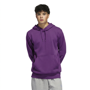 เสื้อฮู้ดสีขาวสำหรับผู้ชาย ทรงปกติ สีพื้น ผ้าฟลีซ สวมใส่สบายๆ ในฤดูใบไม้ร่วง ผ้าฝ้าย 100% ป้องกันขนร่วง มีกระเป๋า - Product Image 5