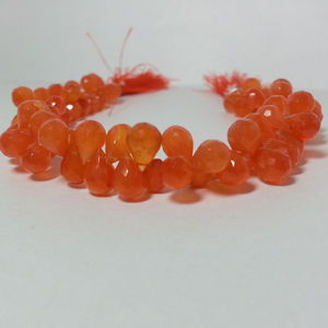 Chaîne de perles en pierre gemme naturelle Cornaline Orange facettée en forme de goutte d'eau (Briolette) de 6mm, 8mm, 10mm, certifiée IGI, pour la création de bijoux - Product Image 2
