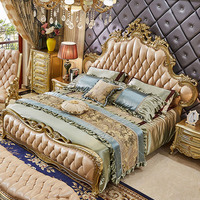 Lit king size en bois massif sculpté, style européen luxueux, réglable et avec rangement, meubles de chambre à coucher