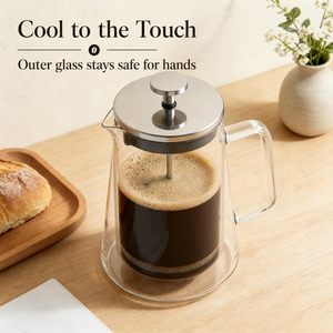 Cafetière à piston en acier inoxydable classique moderne avec verre borosilicate - Product Image 5