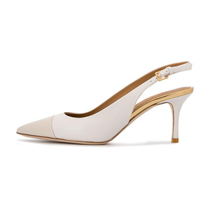 Escarpins pour femmes à bout pointu avec bride réglable à boucle et étiquette personnalisée, talons hauts slingback - Product Image 2