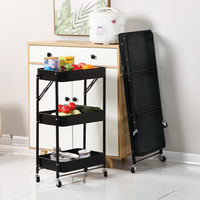 Meerlaags opvouwbaar keuken supermarkt metalen draadrek fruit groente display standaard trolley rek gereedschap