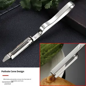 Paslanmaz çelik manuel üç parçalı Set sürdürülebilir mutfak patates soyucu meyve havuç rende çok fonksiyonlu sebze dilimleme - Product Image 4