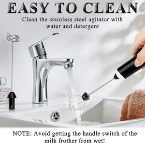 Mousseur à lait portatif pour café, mixeur de boissons rechargeable avec 3 vitesses, fouet électrique, mousseur à café - Product Image 6