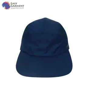 Design personnalisé de marque à séchage rapide boucle en or pare-soleil cinq panneaux sérigraphie bleu marine haute couronne casquette de golf pour adultes