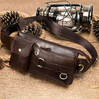 Sacs banane en cuir vintage unisexe ceinture réglable sac pochette en cuir véritable sac de poitrine sac de taille fermeture à glissière en forme de tonneau