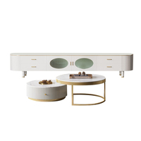 Nouveau design de mobilier de salon, meuble TV et ensemble table basse, meuble TV moderne de luxe avec dessus en marbre