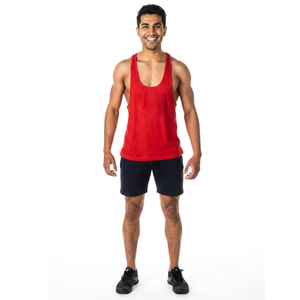 Singlet de sport décontracté pour homme OEM, débardeur en coton et élasthanne personnalisé, débardeur de sport pour la musculation et le fitness, technique lavée - Product Image 1