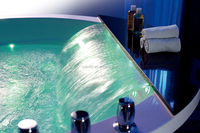 Drop-in LED Lights Eco-Friendly Waterfall Therapy Massage Bathtub 2 Person Air Jets Hot Spa Tub Pillow for Bedroom Outdoor Use