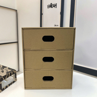 Boîte d'organisation de rangement à tiroir à 3 niveaux recyclable et écologique Papier kraft ondulé réutilisable Ruban imprimé UV E-flûte pratique