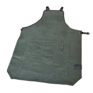waxed canvas and leather unisex bartender chef barista barbers crafter garden work apron with tool pockets