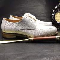 Chaussures Goodyear pour hommes, originales, en peau d'alligator, chaussures habillées de luxe de marque, blanches, en cuir de crocodile véritable, chaussures pour hommes