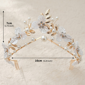 Nouvelle <span class=keywords><strong>Couronne</strong></span> de <span class=keywords><strong>Cheveux</strong></span> Élégante en Strass Rétro, Fleurs, Perles Argentées Double Couche et Feuilles – Accessoire Capillaire Tendance - Product Image 6
