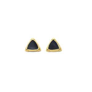 Fashion <b>Stud</b> <b>Earrings</b> 316L Stainless Steel PVD Gold Plating <b>Black</b> Triangular Design - Product Image 1