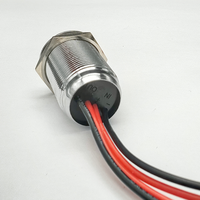 Interruptor Táctil Redondo Programable de Metal de 16 mm/19 mm/22 mm, 12 V, 24 V, IP67, Interruptor de Botón Pulsador con Cable