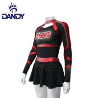 Haute qualité Cheerleading uniforme fantaisie école compétition hauts et noir brillant Cheer uniformes jupe lycéennes