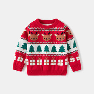 Wholesale <strong>Christmas</strong> 100% Cotton Cute Jacquard Knitted Baby Pullover Spring O-Neck Kids <strong>Jumper</strong> Printed Clothes for Boys and <strong>Girls</strong> - Product Image 1
